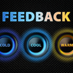 the word feedback with round buttons under that represent cold, cool, or warm